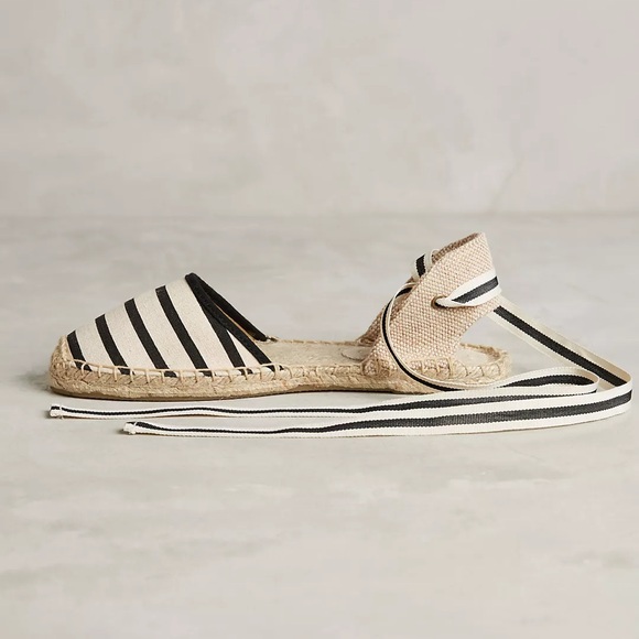 Anthropologie x Soludos D'Orsay Espadrilles in Black/Natural Stripe NWOT - Picture 4 of 9